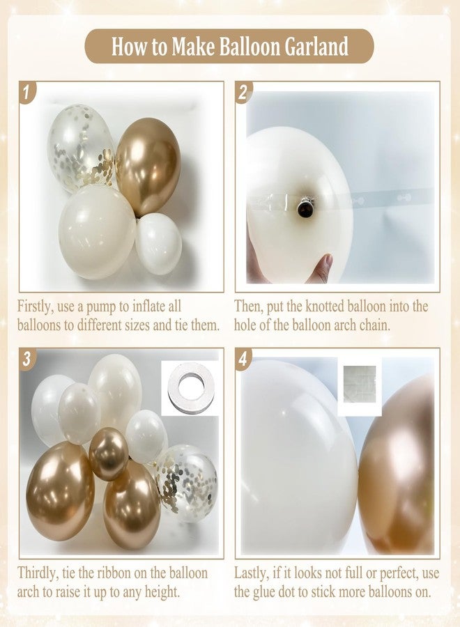 LANGASQUE White Sand Champagne Gold Balloon Arch Kit, 143Pcs Metallic Champagne Gold Neutral Balloons Garland Arch Kit Confetti Balloons for First Communion Anniversary Engagement Wedding Birthday Decorations - Image 4